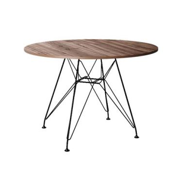 Imagem de Mesa Eiffel Redonda 110cm Tampo de Madeira Amendôa com Base de Ferro P