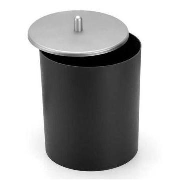 Imagem de Lixeira 5 Litros Cesto De Lixo Tampa Prateada Banheiro Pia Cozinha Esc