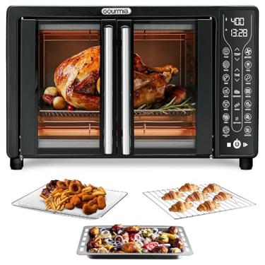 Imagem de Gourmia Combo de fritadeira a ar de forno torradeira, 17 predefinições de cozinha, forno de fritadeira digital de porta francesa de 1700 W, acessórios de capacidade de 24L, rack de convecção, bandeja
