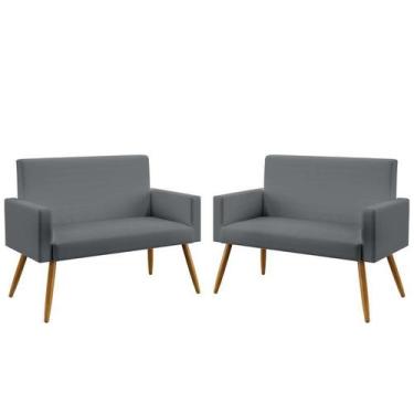 Imagem de Kit 2 Poltronas Namoradeiras Decorativas Estofadas Nina Sued Cinza Ara