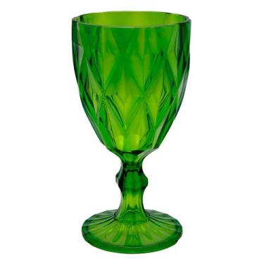 Imagem de Taça de Acrílico Verde Diamond Diamante Festa Piscina Plástico 330ml L