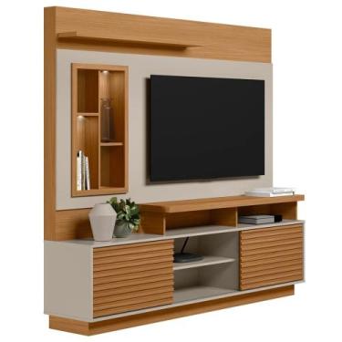 Imagem de Estante Painel Para TV 60 Pol com LED 200cm Dora L06 Nature/Off White 