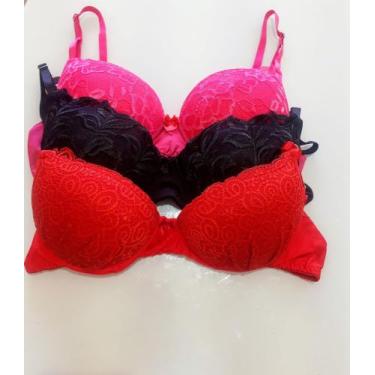 Imagem de Kit 3 sutiã com Bojo e Aro Básico Rendado Sex. Sortidos. Tam. GG - Dan