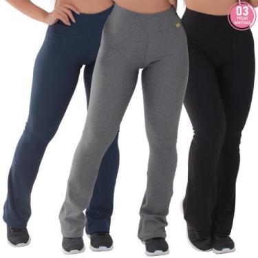 Imagem de Kit com 03 Leggings Flare Felpada Bailarina Wide Leg - Click Mais Boni