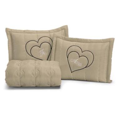 Imagem de Kit Coxa Te amo Casal 3 peças Matelada Bordada uso diário - ENXOVAIS C