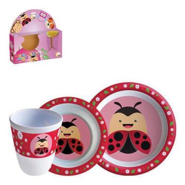 Imagem de Kit prato tigela e copo infantil Joaninha - Art House Kids
