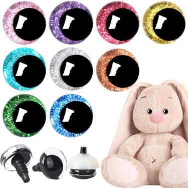 Imagem de UPINS 180 peças de olhos de segurança de plástico com glitter 3D de 25 mm com arruelas para Amigurumi Bicho de Pelúcia Olhos de Lua Artesanato Boneca Olhos de Crochê para DIY de Fantoches, Urso,