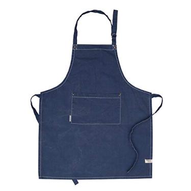 Imagem de Avental lavado Amour Infini | 69,85 x 83,82 cm | 100% algodão natural | Avental feminino para cozinhar, assar, jardinagem | Bolsos convenientes e alça ajustável no pescoço e amarras na cintura | Azul