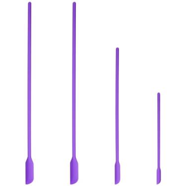 Imagem de Conjunto de 4 mini espátulas de silicone, espátula de maquiagem de 3 tamanhos, pequena espátula de borracha para frascos finos de abertura fina, raspador pequeno para cozinha e cosméticos, ferramentas