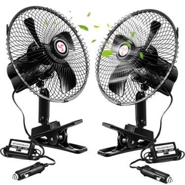 Imagem de Tujoe 2 peças de ventoinha portátil para carro com isqueiro de carro, ventilador oscilante de 12 volts, ventilador oscilante de 12 volts, veículo automotivo, ventilador giratório de 360 graus com