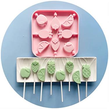 Imagem de Conjunto de moldes de pirulito de frutas fofas de laranja e molde de chocolate de frutas com 50 palitos de chupa de pirulito, sacos de doces, laços dourados (frutas)