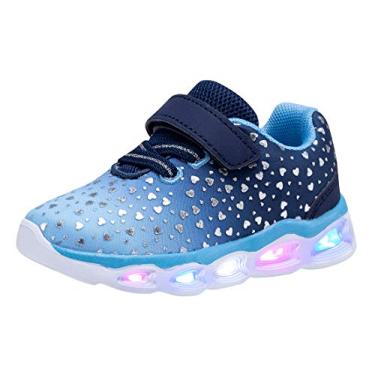 Imagem de COODO Tênis infantil para meninos e meninas com iluminação LED piscando, Azure, 11 Little Kid
