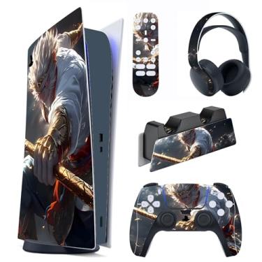 Imagem de PlayVital Conjunto completo de decalque para console ps5 edição digital, adesivo de vinil para controle ps5, estação de carregamento, fone de ouvido e controle remoto de mídia - Sage Wukong