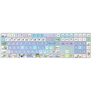 Imagem de WSLUCKO Capa de silicone para teclado Apple iMac Magic Keyboard 2017/2018 com teclado numérico (modelo: MQ052LL/A A1843), layout dos EUA, gato fofo