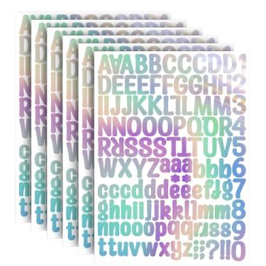 Imagem de 6 folhas de adesivos personalizados com letras de nome, à prova d'água compatíveis com garrafas de água Hydroflask e canecas Yeti, laptops e acessórios Stanley (prata laser)