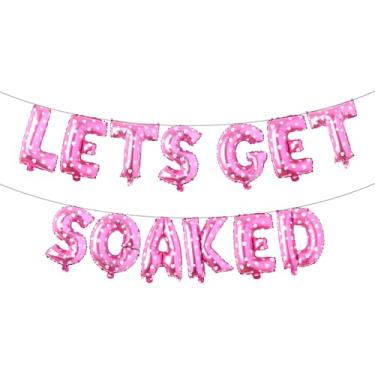 Imagem de Lets Get Soaked Birthday Decoration Pool Beach Lets Get Soaked Balloons Splish Splash Birthday Balloons Pool Birthday Party Decoration Balloons (LETS GET SOAKED Pink Heart)