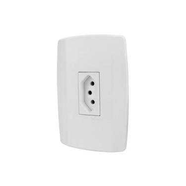 Imagem de Conjunto Espelho 4x2 com 1 Tomada 10A 250V~ Vertical Linha Slim Ilumi 