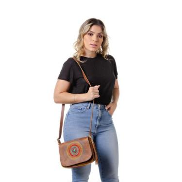 Imagem de Bolsa tiracolo  mandala alice monteiro c/ alsa transversal, Caramelo
