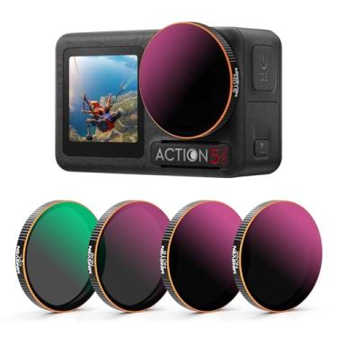 Imagem de MINGVEN Filtro ND para DJI Osmo Action 5 Pro, conjunto de filtros CPL + ND, 4 peças (CPL, ND8, ND16, ND32), alumínio, revestimento multi, à prova d'água