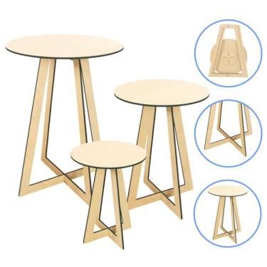 Imagem de Trio de Mesa Cone Decoração de Festa MDF Desmontável - P M G - Moderna