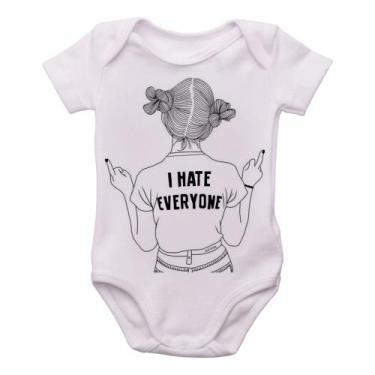 Imagem de  body nenê criança roupa bebê Odeio todos - Empório Dutra, GG  (9-13 M