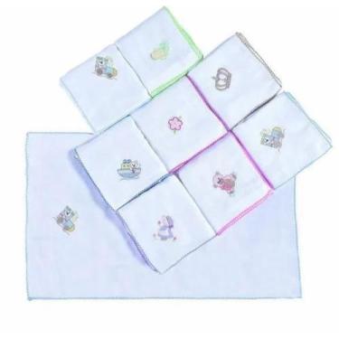 Imagem de Fralda de Boca Bordada para Bebê 03 Peças - Diversas Cores - Happy Bab