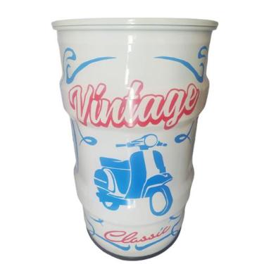 Imagem de Lixeira metalica tambor lambreta vintage tonel 50lt decorativa - EMPOR