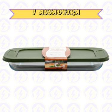 Imagem de 1 Travessa Vidro Temperado Retangular 2,2L c/ Tampa Fricassê Sobremesa