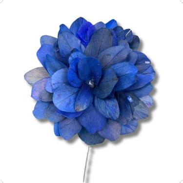 Imagem de Flor De Folha No Galho Arame Dobrável Azul Variadas Seco Arranjo - INS