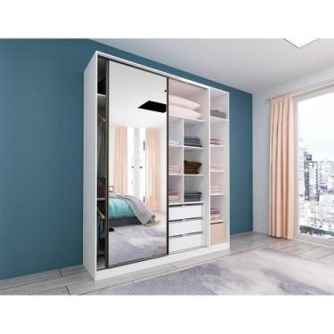 Imagem de Guarda Roupa Closet, 3 Gavetas, 2 Cabideiros Branco Branco - KIT