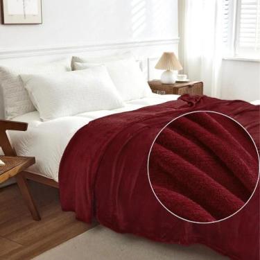 Imagem de Cobertor Casal Manta Microfibra Fleece - CASA DONA, VINHO