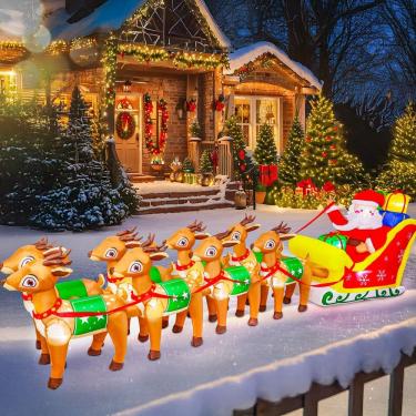 Imagem de MGParty inflável de Natal de 12 pés com rena de Papai Noel LE