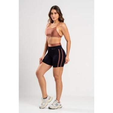 Imagem de Conjunto Short Fitness Poliamida Preto com Chapado + Top Glow Verde Cruzado nas Costas-Feminino