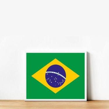 Imagem de Quadro Decorativo Bandeira Brasil 33X24Cm - Quadros On-Line