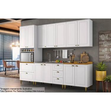 Imagem de Cozinha Modulada Henn Americana 6 Peças (2Aéreos+2Balcões+1Paneleiro+1Complemento) c/ P...