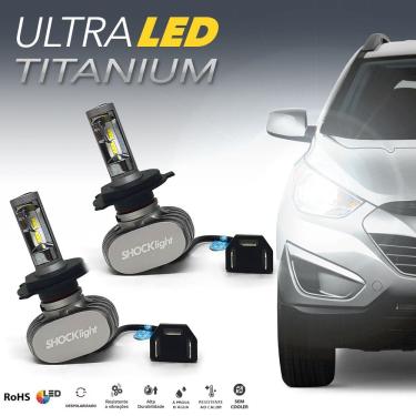 Imagem de Par Lâmpadas H4 Farol Alto Baixo Suzuki Vitara Ultra Led Titanium 10000 Lumens Forte Branco Efeito Xenon 1999 2000 2001 2002