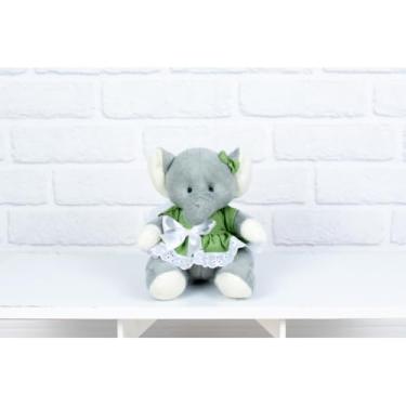 Imagem de PELUCIA ELEFANTE PROVENCE 18 CM/VESTIDO COM LESE (verde liso)