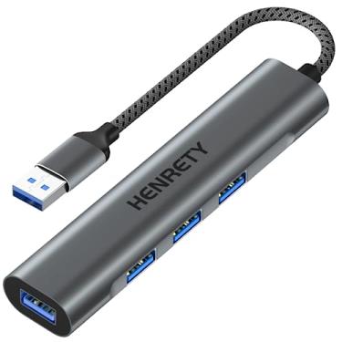 Imagem de Henrety Hub USB, hub de dados portátil ultrafino 4 em 1, divisor USB 3.0 expansor para laptop, PC, MacBook, Mac Pro, Mac Mini, iMac, Surface Pro e mais dispositivos USB