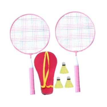 Imagem de menolana Conjunto de tênis de badminton infantil Raquetes de tênis infantis Raquetes de tênis de liga Raquete de badminton para jogadores iniciantes de parque, Rosa