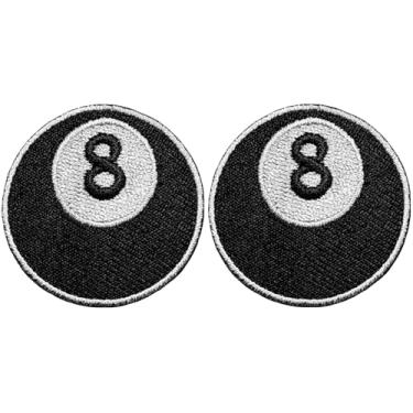 Imagem de Papapatch Conjunto 2 pequenos mini pequenos fofos 8 oito bolas de bilhar sinal círculo de bilhar decalque decorativo reparo jaqueta camiseta bolsas diy aplique ferro costurado em remendos bordados -
