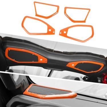 Imagem de Jimen Capa para alto-falante JL/JT, 4 peças de capa de alto-falante A e acabamento de alto-falante de teto acessórios internos compatíveis com Jeep Wrangler JL JLU e Jeep Gladiator JT 2024+ (laranja)