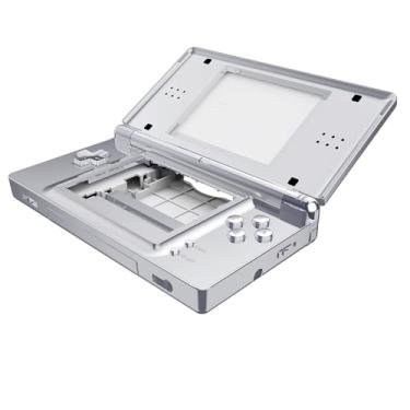 Imagem de eXtremeRate Capa de substituição completa prateada cromada para Nintendo DS Lite, capa de console portátil personalizada com botões, lente de tela para Nintendo DS Lite NDSL - Sem console