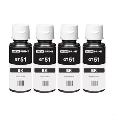 Imagem de 4x Refil Tinta New Print Preta Para Hp Deskjet Gt 5822 Gt 5810 Gt 5820 Gt51 Gt53 Gt52