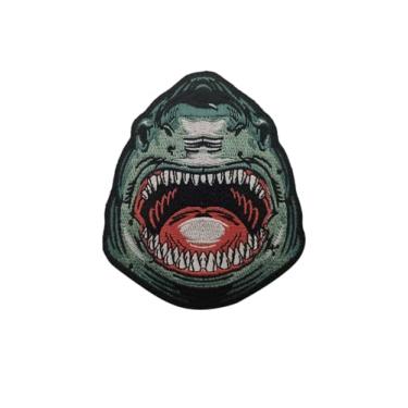 Imagem de Uijokdef 1 peça de emblema bordado com fecho de gancho, coletes, jaquetas, jeans, chapéus, acessórios DIY (tubarão)