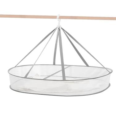 Imagem de WEISGJA Escorredor de roupas de 1 camada, dobrável, secadora de roupas de malha de 80 cm, suporte de secagem de suéter que economiza espaço, suporte para lavanderia, com fixação interna, para roupas,