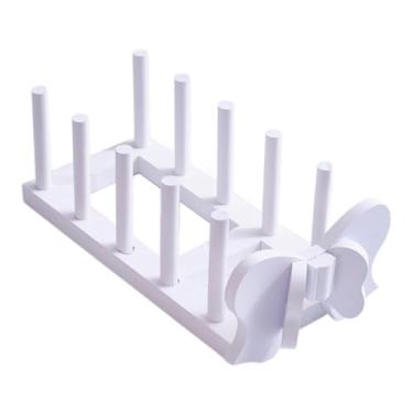 Imagem de Fenteer Escorredor de pratos Suporte para pratos Escorredor compacto para cozinha Organizador de pratos elegante Suporte para tampa de panela para utensílios, Branco