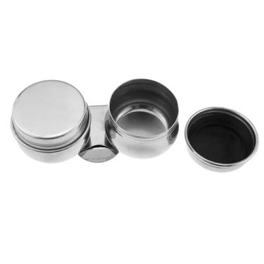 Imagem de Maxmoral Copo grande de paleta de colher dupla de aço inoxidável calibre de 3,5 cm, recipiente de óleo, bandeja misturadora de cor metálica prateada adequada para solventes de óleo de linhaça de