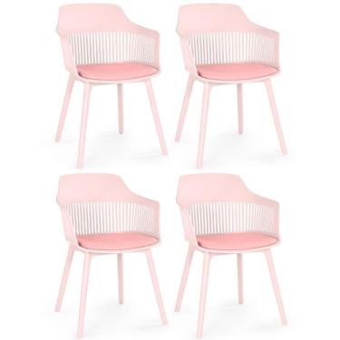 Imagem de Kit 4 Cadeiras De Jantar Estofada Marcela - Rosa