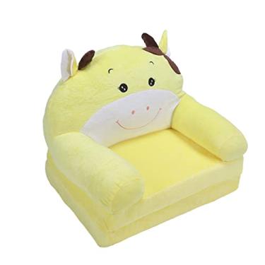 Imagem de Sofá Poltrona Cama 2 Em 1 Pano Esponja Desenho Animado Dobrável Crianças Sofá Criança Seguro Zíper Vaca Amarela Fácil de Para Sala de Estar Crianças Sofá Encosto (2 camadas)