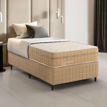 Imagem de Kit Conjunto Colchão Solteiro Valência Molas Ensacadas Individualmente + Box Blindado 88x61x188 - Bege